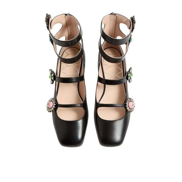 Valentino - Crystal Daisy Embellished Leather Flats - IT 37 - Picture 5 of 6